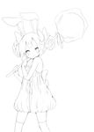  animal_ears bunny_ears candy food greyscale highres lineart momoshiki_tsubaki monochrome original oversized_object solo 