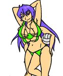  1girl ball bikini eyes girl green hair multi_arm multi_arms multi_breast multi_leg multi_legs multi_tits purple_hair violet_eyes 