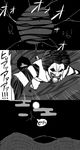  afro bad_id bad_pixiv_id comic crack darkness facepaint greyscale highres jumping mcdonald's monochrome moon ronald_mcdonald smile striped translated yaza 