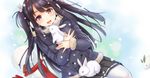  black_hair blush bunny bunny_hair_ornament coat hair_ornament hairband jacket k.y_ko long_hair open_mouth original pantyhose pink_eyes scarf school_uniform skirt smile snow_bunny snowing snowman solo two_side_up white_legwear winter_clothes winter_coat 