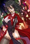  alucard alucard_(hellsing) black_hair breasts genderswap girlycard gun hellsing lipstick long_hair makeup red_eyes thighhighs vampire weapon 