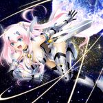  bad_id bad_pixiv_id blue_eyes breasts highres kuromayu large_breasts long_hair megurine_luka open_mouth pink_hair solo space star_(sky) vocaloid 