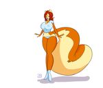  big_breasts big_tail breasts brown_nose clothed clothing eyes_closed female fluffy_tail freckles hair hi_res huge_breasts lips long_hair mammal navel open_mouth orange orange_body panties penny_flynn plain_background red_hair rodent short smile socks solo squirrel standing tail teeth thighs underwear voluptuous white white_background wide_hips yellow_belly zaftigbunnypress 