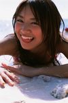  beach bikini highres kamata_natsumi photo sandy swimsuit wet_hair 