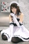  azumo_yuiko cosplay elbow_gloves gloves highres kore_ga_watashi_no_goshujin-sama kurauchi_anna maid maid_apron maid_uniform photo ribbon ribbons thigh-highs thighhighs 