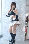  boots campaign_girl cosplay halter_top halterneck highres midriff miniskirt natsu_suzune photo race_queen skirt vinyl 