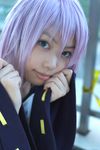  belt_as_garter cosplay kaieda_kae photo purple_hair rosario+vampire shirayuki_mizore tank_top 