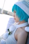  ayanami_rei blue_hair cosplay gloves hat highres kabi neon_genesis_evangelion photo santa_hat 