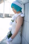  ayanami_rei blue_hair cosplay gloves hat highres kabi neon_genesis_evangelion photo santa_hat 