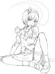  bloomers dokumagashi greyscale hairband hitodama konpaku_youmu konpaku_youmu_(ghost) mary_janes monochrome shoes sketch socks solo touhou underwear 