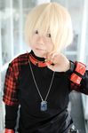  belt belts blonde_hair cosplay minase_risa photo plaid rin_(character) shorts togainu_no_chi 