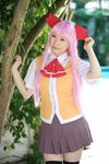  chippi cosplay highres mai_hime munakata_shiho my-hime photo pink_hair school_uniform serafuku thigh-highs thighhighs 