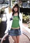  denim hamada_shoko highres jacket miniskirt photo skirt tank_top 