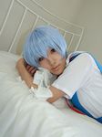  ayanami_rei bandage bandages blue_hair cosplay neon_genesis_evangelion photo sailor sailor_uniform saya saya_(cosplayer) school_uniform serafuku 