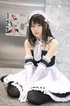  azumo_yuiko cosplay elbow_gloves gloves highres kore_ga_watashi_no_goshujin-sama kurauchi_anna maid maid_apron maid_uniform photo ribbon ribbons thigh-highs thighhighs 