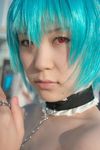  ayanami_rei blue_hair cosplay frills kabi lace leash neon_genesis_evangelion photo red_eyes ruffles 
