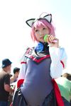  ahoge animal_ears asian cat_ears cosplay microphone moe-tan moetan nanami_akua photo pink_hair tempera_sumi 