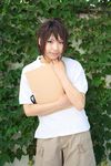  cosplay highres mai_hime my-hime orange_hair photo shirt shorts sketchbook t-shirt tagme_model tokiha_takumi tshirt 