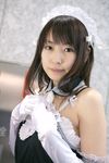  azumo_yuiko cosplay elbow_gloves gloves highres kore_ga_watashi_no_goshujin-sama kurauchi_anna maid maid_apron maid_uniform photo ribbon ribbons 