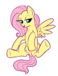  breasts equine equine_pussy female feral fluttershy_(mlp) friendship_is_magic hair lulubell mammal my_little_pony pegasus pink_hair plain_background pussy solo teats white_background wing_boner wings 