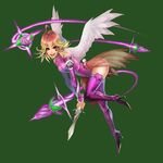  ass bare_shoulders blonde_hair boots breasts fairy flower happy magic medium_breasts original red_eyes smile solo sword weapon wings youichi 