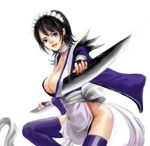  ass black_hair blue_eyes breasts choker cleavage iroha_(samurai_spirits) large_breasts legs maid samurai_spirits solo tetsuko_(jukai) thighhighs thighs 