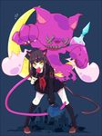  animal_ears black_hair candy cat_ears cat_tail envy_cat_walk_(vocaloid) fang food gloves lollipop long_hair paw_gloves paws rojiuranoneko school_uniform serafuku skirt solo stuffed_animal stuffed_cat stuffed_toy tail vocaloid yellow_eyes 