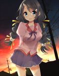  bad_id bad_pixiv_id bakemonogatari banned_artist black_hair blue_eyes braid glasses hanekawa_tsubasa juliet_sleeves kobeni_hijiko long_hair long_sleeves monogatari_(series) nekomonogatari puffy_sleeves school_uniform solo sunrise twin_braids twintails 