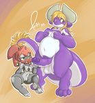  breasts chibi chubby female green_eyes hindpaw male nude paws penis pizzacat proxy_(character) purple purple_body pussy size_difference 