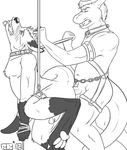  bdsm black_and_white bondage bound chain dragon duo forced gay kangaroo leather male mammal marsupial monochrome rape roo_boy sex 