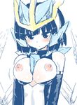  blush breasts empoleon gen_4_pokemon homura_subaru large_breasts nipples personification pokemon short_hair solo 
