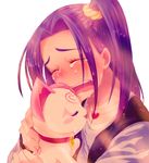  cat closed_eyes comforting crying eyelashes hummy_(suite_precure) ivory_(25680nico) kurokawa_eren long_hair one_side_up open_mouth precure purple_hair sad seiren_(suite_precure) sobbing suite_precure tears white_background 
