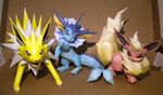  ambiguous_gender black_eyes blue blue_eyes eeveelution feral flareon group hi_res jewzeepapercraft jolteon nintendo papercraft pok&#233;mon pok&eacute;mon real tail vaporeon video_games yellow 