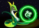  cleavage female glowing green green_body nintendo pok&#233;mon pok&eacute;mon reptile scalie serperior snake solo swordman16 video_games white white_belly yellow_eyes 