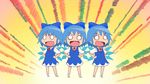  blue_hair bow ccko612 chibi cirno crossover hair_bow ice ice_wings kill_me_baby multiple_girls multiple_persona o_o open_mouth parody ribbon style_parody touhou wings 