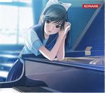  1girl brown_eyes brown_hair instrument konami long_hair love_plus lowres piano ponytail school_uniform takane_manaka 