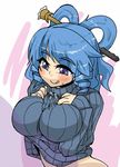  :q alternate_costume alternate_hairstyle blue_eyes blue_hair blush bottomless breasts cum disembodied_penis drill_hair hair_ornament hair_rings hair_stick hetero kaku_seiga large_breasts licking_lips naked_sweater paizuri paizuri_under_clothes penis ribbed_sweater seki_(red_shine) smile solo_focus sweater tongue tongue_out touhou twin_drills twintails 
