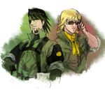  ascot bandana barnaby_brooks_jr big_boss big_boss_(cosplay) blonde_hair brown_eyes brown_hair camouflage cosplay eyepatch facial_hair glasses green_eyes ikuyoan kaburagi_t_kotetsu kazuhira_miller kazuhira_miller_(cosplay) look-alike male_focus metal_gear_(series) metal_gear_solid_peace_walker military military_uniform multiple_boys parody stubble sunglasses tiger_&amp;_bunny uniform 