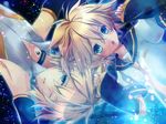  arm_warmers armpits blonde_hair blue_eyes choker dual_persona face highres kagamine_len kagamine_len_(append) looking_at_viewer male_focus multiple_boys necktie one_eye_closed popped_collar sinwa_(tamaki) vocaloid vocaloid_append 