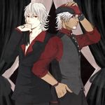  bad_id bad_pixiv_id bracelet cabbie_hat dark_persona dark_skin dark_skinned_male ebitetsu formal hat jewelry moca222 multiple_boys necktie ouroboros ourobunny purple_eyes red_eyes suit tattoo tiger_&amp;_bunny vest waistcoat watch white_hair wristwatch 