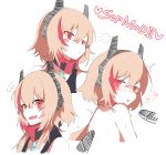  1girl absurdres bandanna bangs bare_arms bare_shoulders black_tank_top blush breasts commentary_request eyebrows_visible_through_hair fang flustered girls_frontline gloves hair_between_eyes headgear highres long_hair looking_at_viewer m4_sopmod_ii_(girls_frontline) multicolored_hair multiple_views nyang_meow open_mouth pink_hair pout red_eyes red_hair solo streaked_hair tsundere 