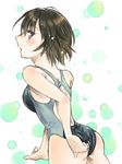  adjusting_clothes adjusting_swimsuit amagami ass brown_eyes brown_hair competition_swimsuit from_behind looking_back nanasaki_ai one-piece_swimsuit short_hair solo swimsuit t-okada 