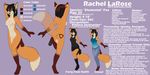  canine clothed clothing darkduck64 english_text female fox mammal model_sheet nude rachel_(darkduck64) skimpy solo standing text 