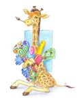  fur giraffe green_eyes hooves jkbunny mammal paint paintbrush paper plain_background scissors sitting spots tail white_background yellow yellow_fur 