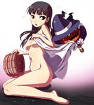  amagi_yukiko barefoot bathing black_eyes black_hair breasts bucket caryo legs long_hair long_legs medium_breasts nanashino navel nude open_mouth persona persona_4 pyro_jack surprised undressing water 