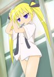  1girl blonde_hair blue_eyes kill_me_baby long_hair mio_atenako panties pixiv_thumbnail resized solo sonya sonya_(kill_me_baby) toothbrush twintails underwear white_panties 