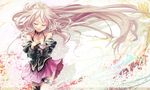 bare_shoulders braid choker closed_eyes highres ia_(vocaloid) k2pudding long_hair mismatched_legwear music open_mouth pink_hair singing single_thighhigh solo thigh_strap thighhighs twin_braids very_long_hair vocaloid wallpaper 