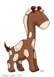  ambiguous_gender black_eyes brown brown_fur chibi cute fur giraffe hooves long_neck mammal meg_lyman plain_background solo spots tail white_background 