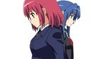  blue_hair coat kawashima_ami kushieda_minori long_hair multiple_girls purple_eyes red_eyes red_hair school_uniform short_hair toradora! youyan 