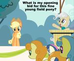  applejack_(mlp) auction bonbon_(mlp) buy carrot_top_(mlp) friendship_is_magic hat mayor_mare_(mlp) my_little_pony podium sell 